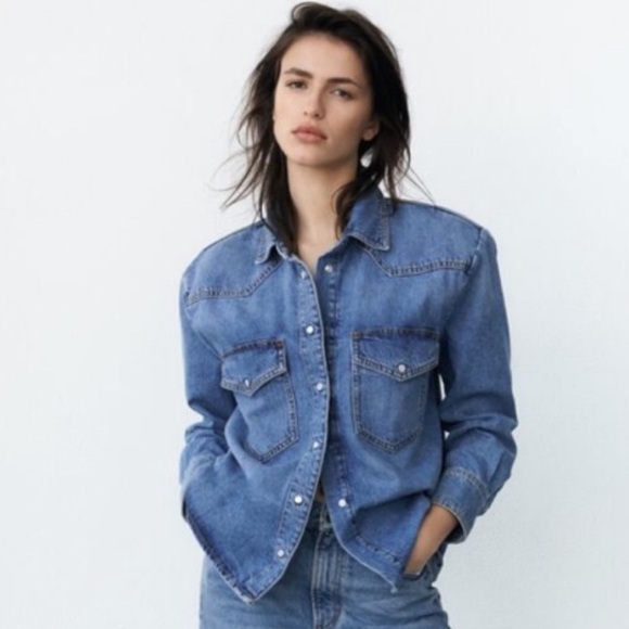 Zara Shoulder Pad Denim Shirt